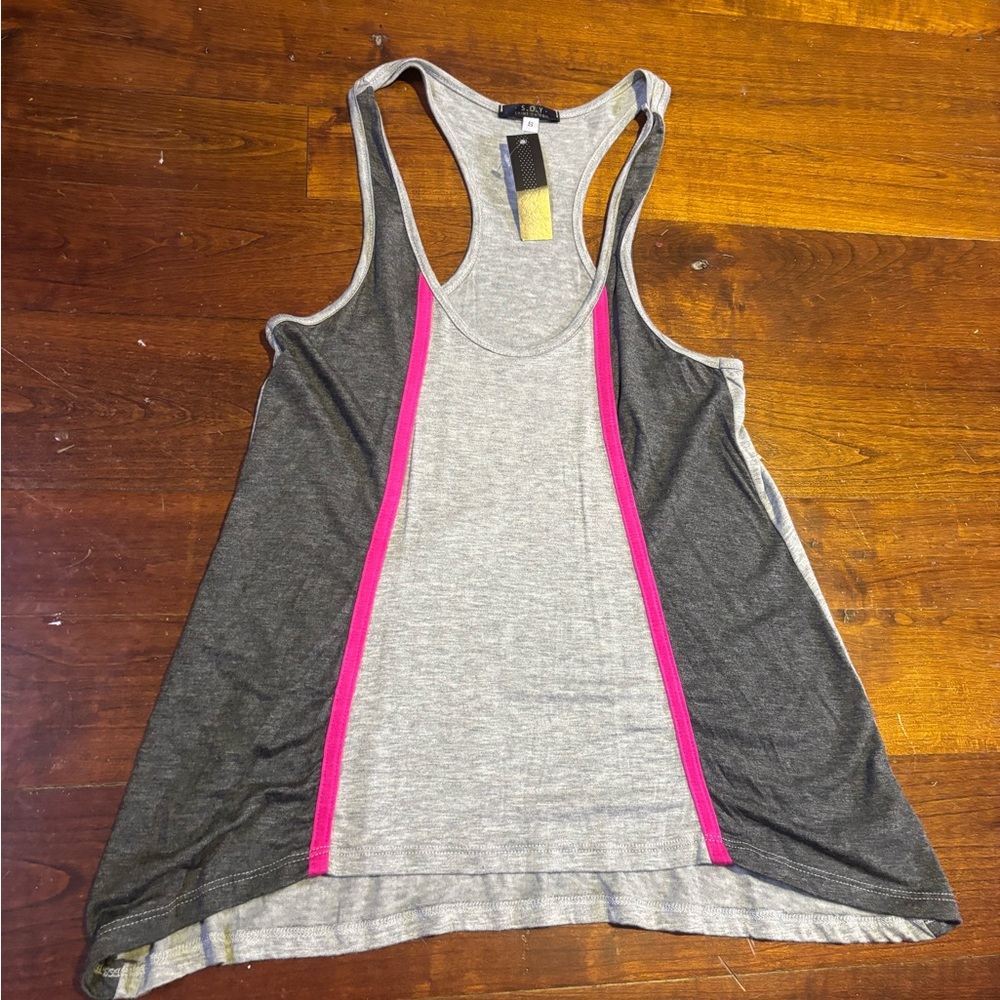 Gray and Pink Women's Tank Top-NWT